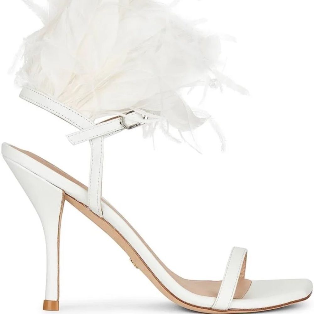 Stuart Weitzman Plume 110 Sandal Heel White Bridal Bach Engagement Size 7